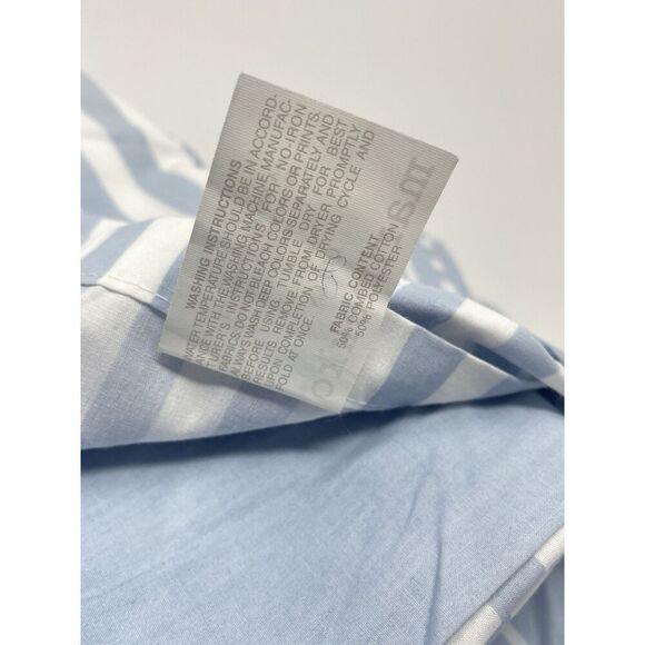 Vintage Marimekko Queen Flat Sheet Revman Product Blue White Stripe Cotton Blend - Picture 4 of 4